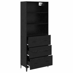 Highboard Μαύρη Οξυά 69,5 x 34 x 180 εκ. Επεξεργασμένο Ξύλο