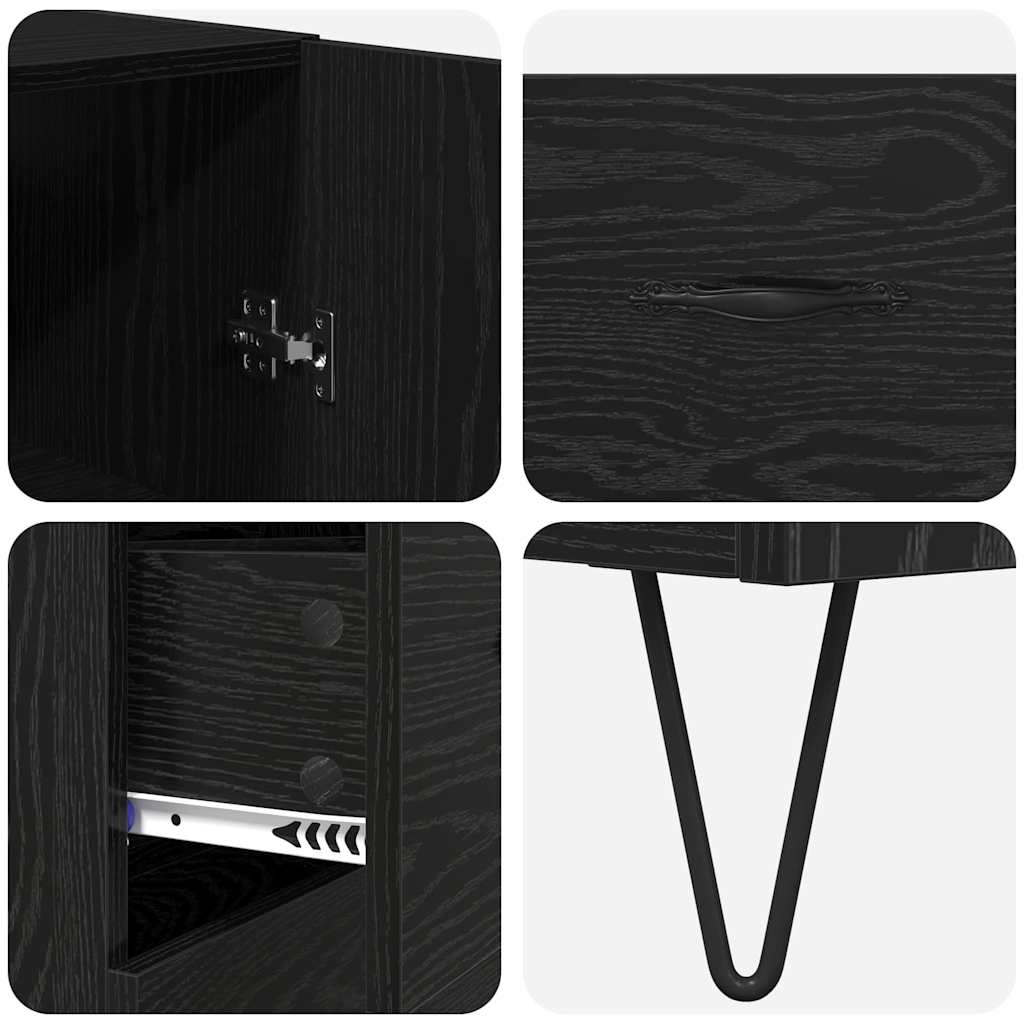 Highboard με συρτάρι 2 pcs Μαύρη Οξυά Μηχανική ξυλεία και γυαλί