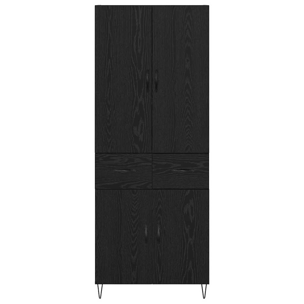 Highboard με συρτάρι 2 pcs Μαύρη Οξυά Μηχανική ξυλεία και γυαλί