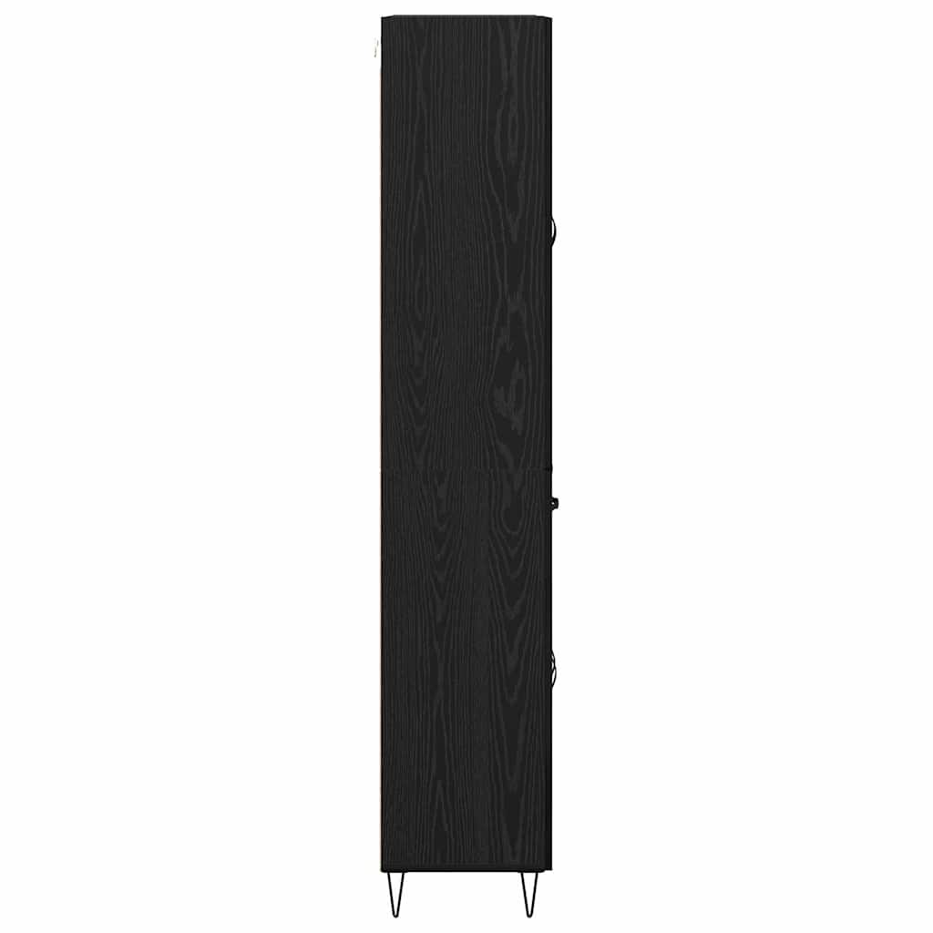Highboard με συρτάρι 2 pcs Μαύρη Οξυά Μηχανική ξυλεία και γυαλί