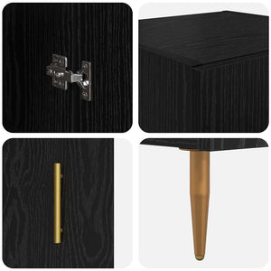 Highboard 2 τμχ. Μαύρη Οξυά 34,5 x 34 x 180 εκ.