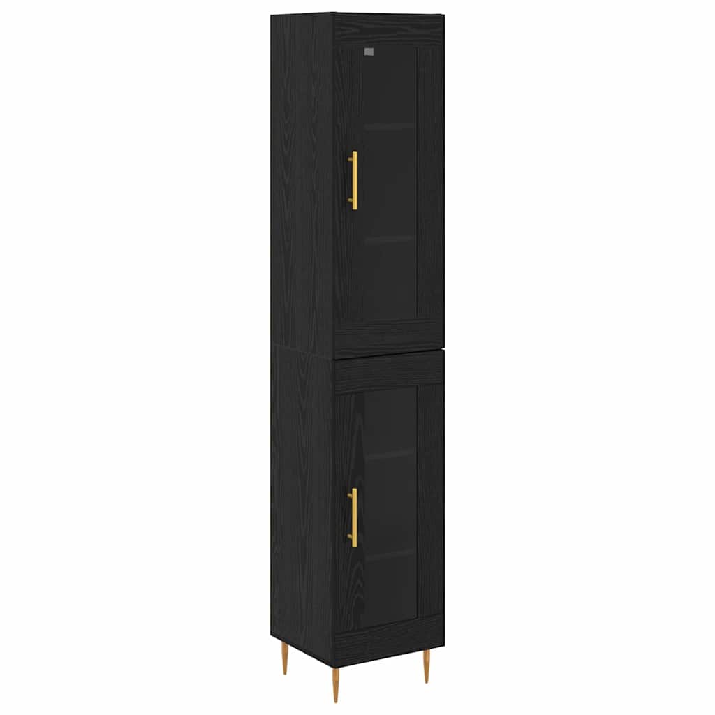 Highboard 2 pcs Μαύρη Οξυά Γυαλί