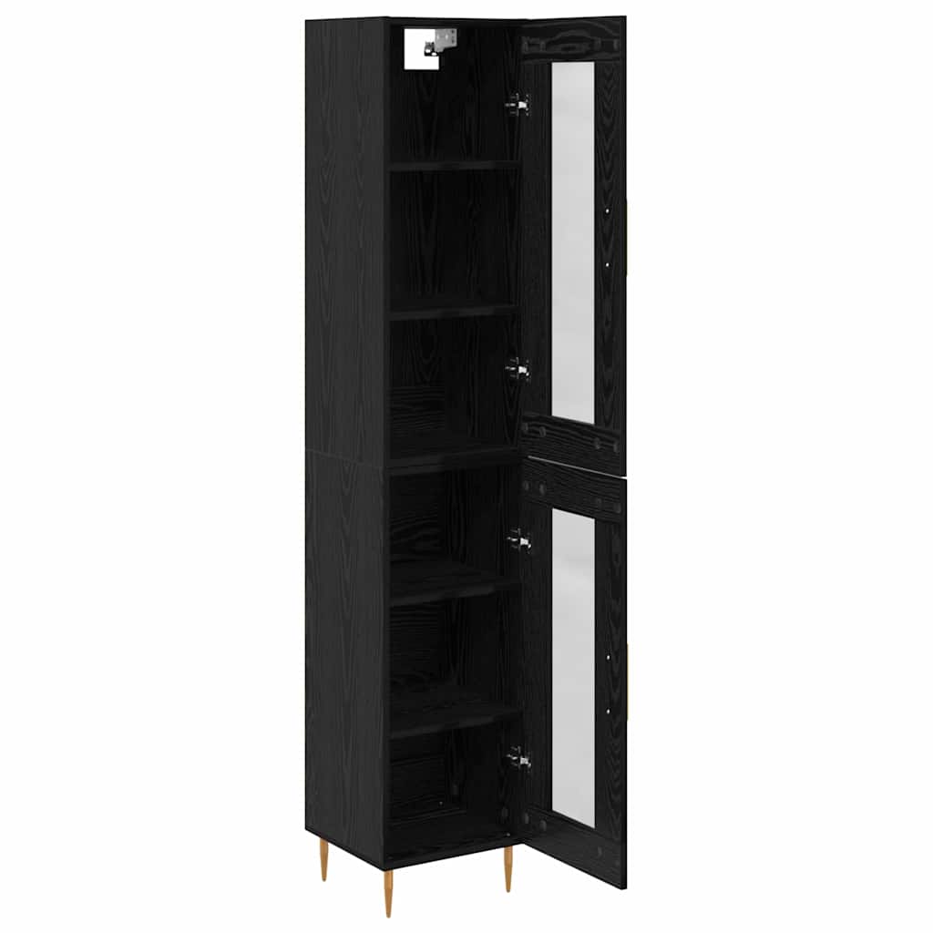 Highboard 2 pcs Μαύρη Οξυά Γυαλί