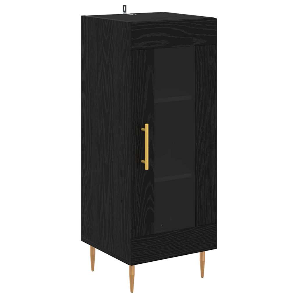 Highboard 2 pcs Μαύρη Οξυά Γυαλί