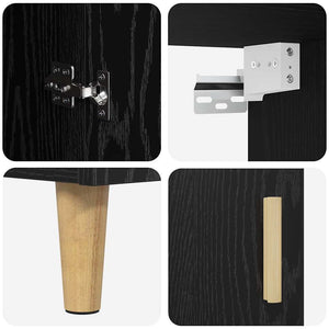 Highboard Μαύρη Οξυά 69,5 x 34 x 180 εκ. Σύνθετο Ξύλο και Γυαλί