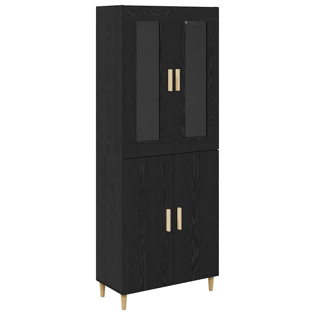 Highboard Μαύρη Οξυά 69,5 x 34 x 180 εκ. Σύνθετο Ξύλο και Γυαλί