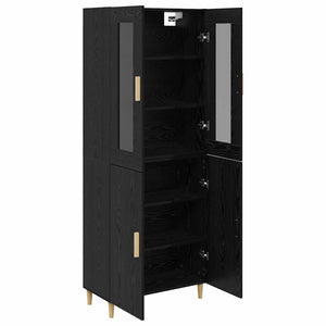 Highboard Μαύρη Οξυά 69,5 x 34 x 180 εκ. Σύνθετο Ξύλο και Γυαλί