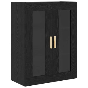 Highboard Μαύρη Οξυά 69,5 x 34 x 180 εκ. Σύνθετο Ξύλο και Γυαλί