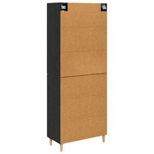 Highboard Μαύρη Οξυά 69,5 x 34 x 180 εκ. Σύνθετο Ξύλο και Γυαλί