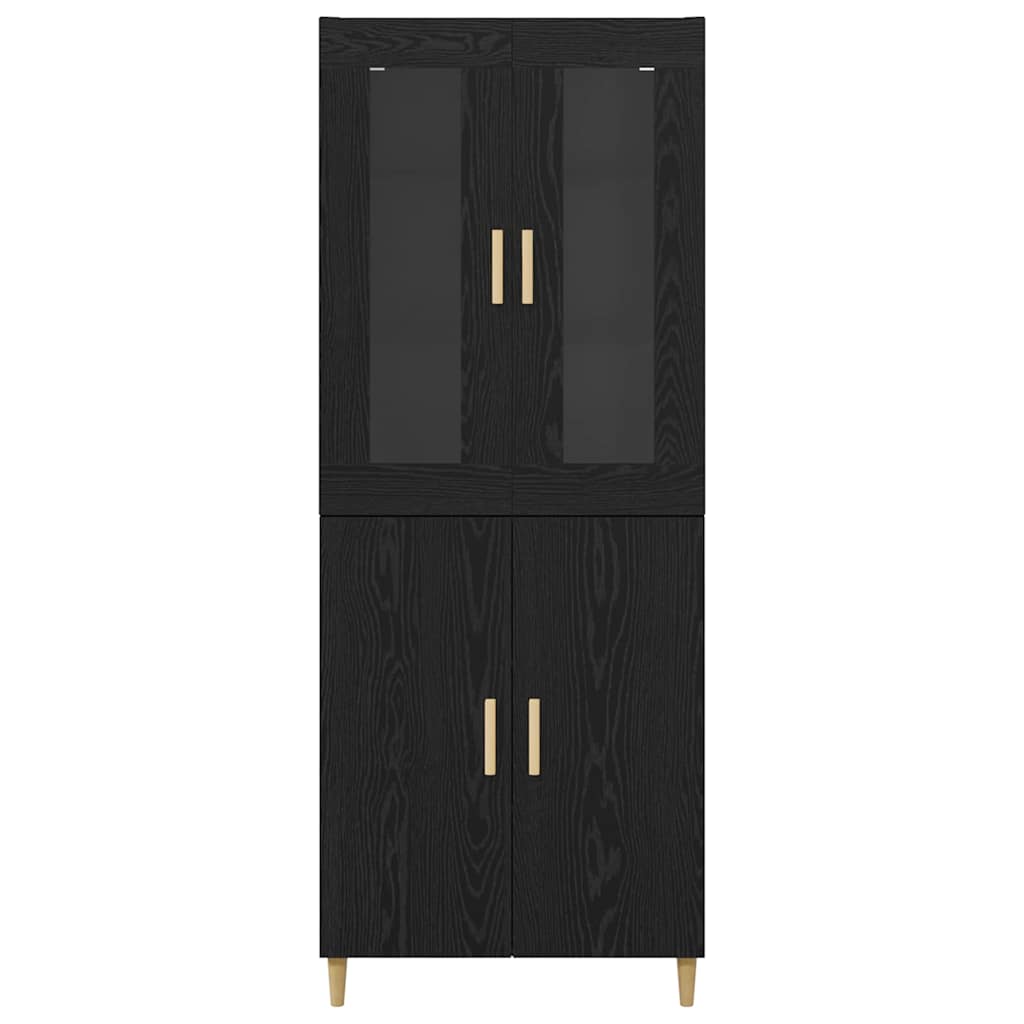 Highboard Μαύρη Οξυά 69,5 x 34 x 180 εκ. Σύνθετο Ξύλο και Γυαλί