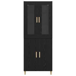 Highboard Μαύρη Οξυά 69,5 x 34 x 180 εκ. Σύνθετο Ξύλο και Γυαλί