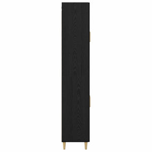 Highboard Μαύρη Οξυά 69,5 x 34 x 180 εκ. Σύνθετο Ξύλο και Γυαλί