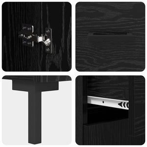 Highboard 2 τμχ. Μαύρη Οξυά 69,5 x 34 x 180 εκ.