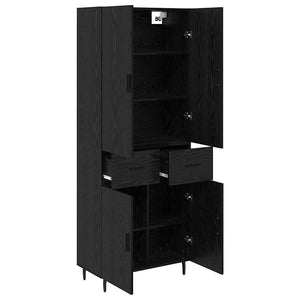 Highboard με συρτάρι 2 pcs Μαύρη δρυς Σύνθετο Ξύλο και Γυαλί - Pakobazaar