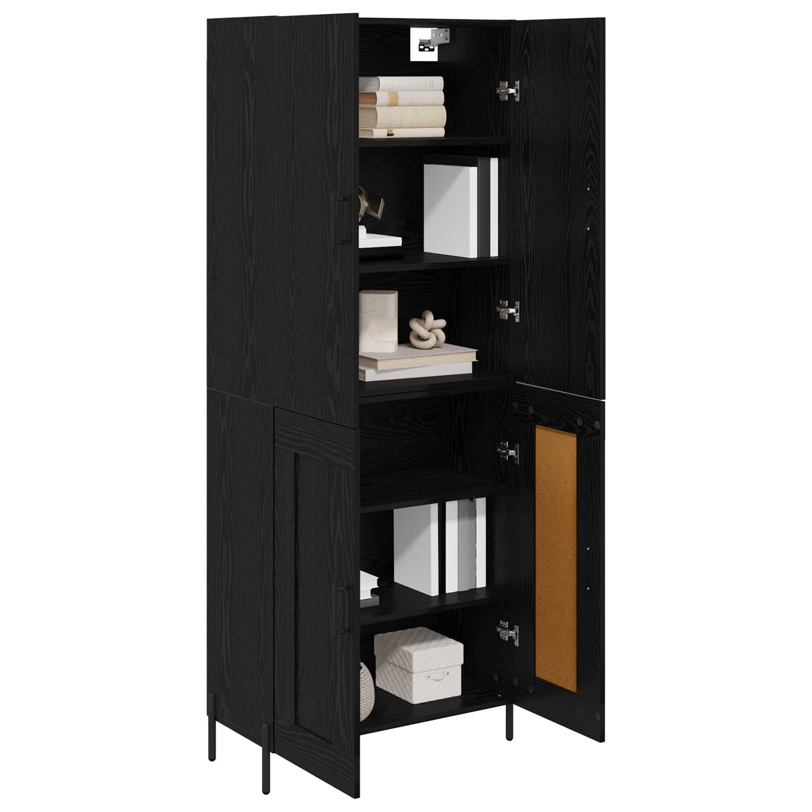 Highboard Μαύρη Οξυά 69,5 x 34 x 180 εκ. Επεξεργασμένο ξύλο