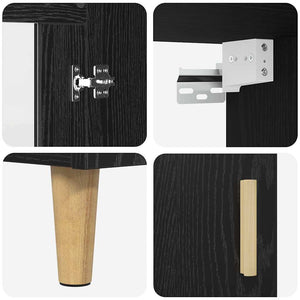 Highboard Μαύρη Οξυά 69,5 x 34 x 180 εκ. Επεξεργασμένο Ξύλο