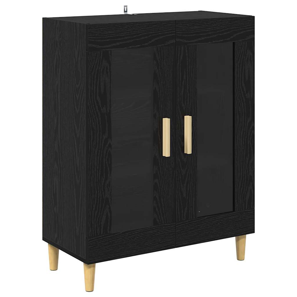 Highboard Μαύρη Οξυά 69,5 x 34 x 180 εκ. Επεξεργασμένο ξύλο