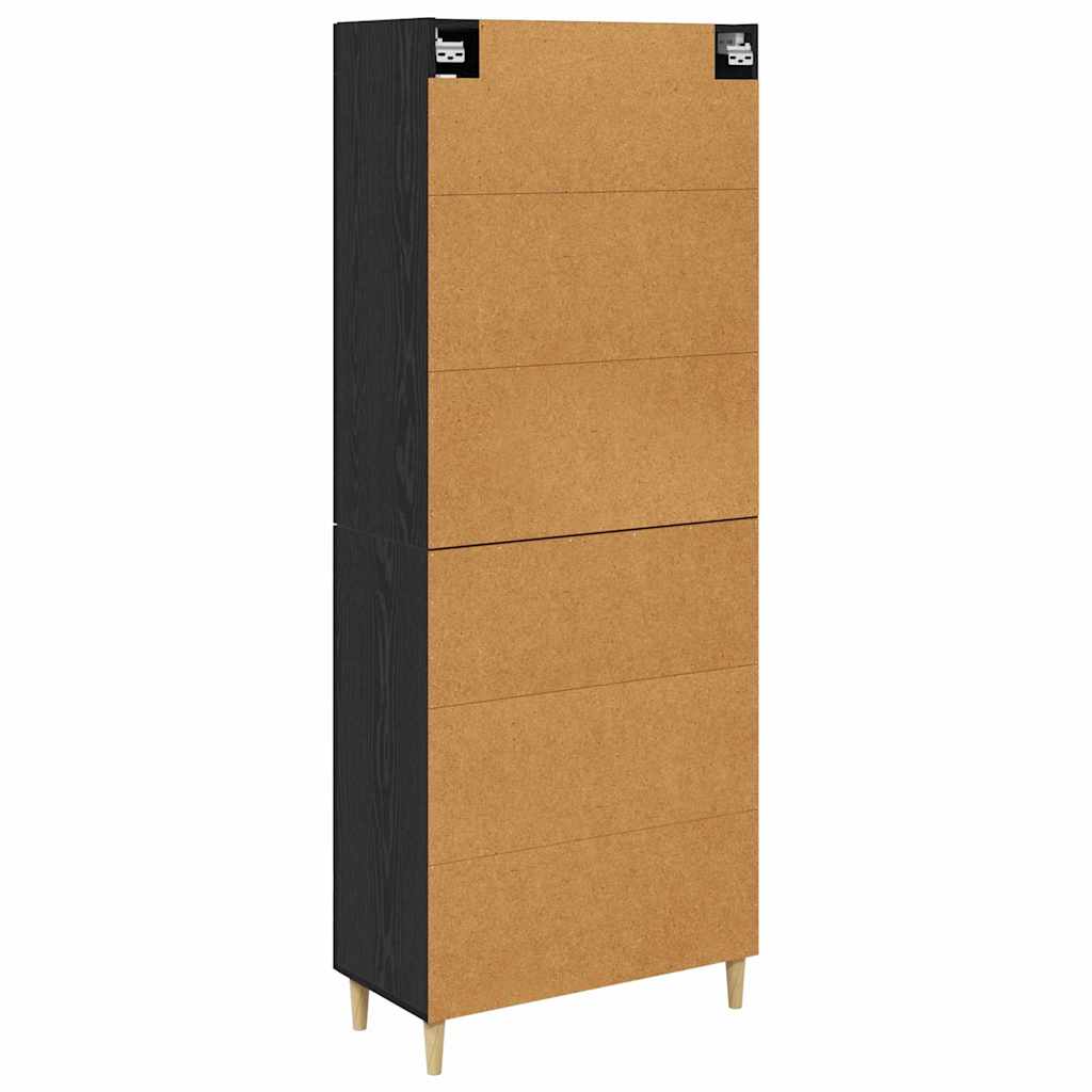 Highboard Μαύρη Οξυά 69,5 x 34 x 180 εκ. Επεξεργασμένο ξύλο