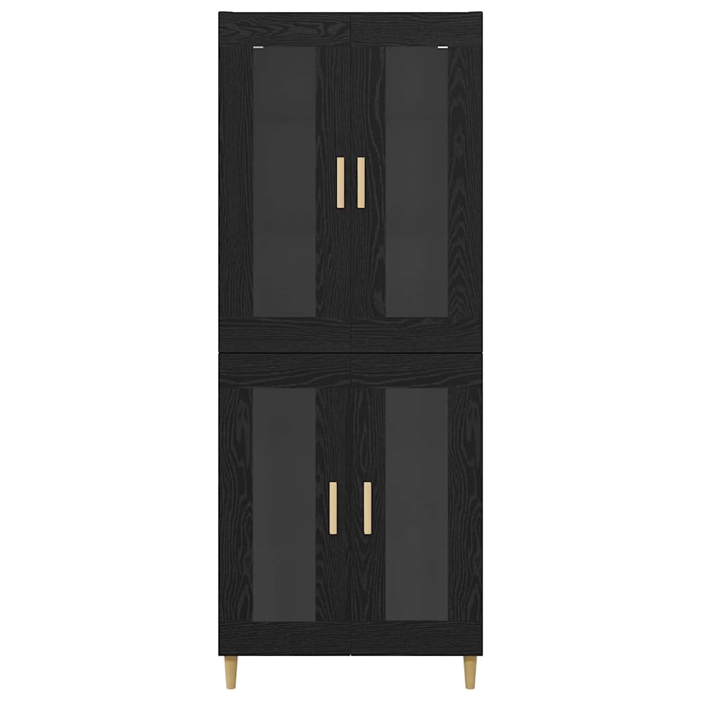 Highboard Μαύρη Οξυά 69,5 x 34 x 180 εκ. Επεξεργασμένο ξύλο