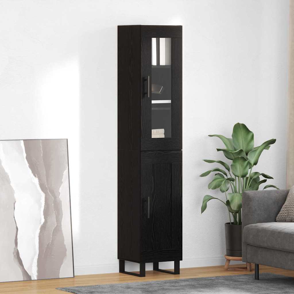 Highboard Μαύρη Οξυά 34,5 x 34 x 180 εκ. Επεξεργασμένο ξύλο