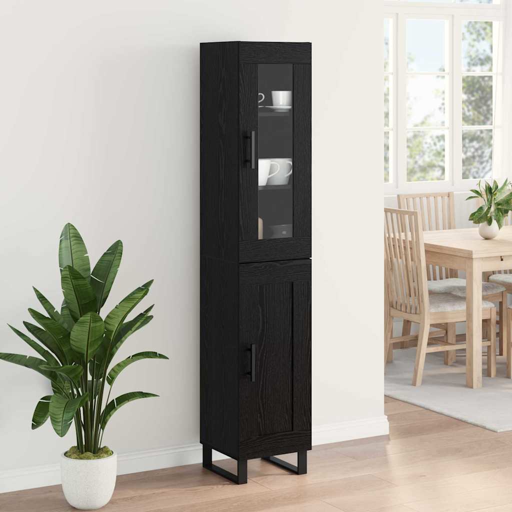 Highboard Μαύρη Οξυά 34,5 x 34 x 180 εκ. Επεξεργασμένο ξύλο