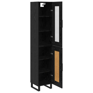 Highboard Μαύρη Οξυά 34,5 x 34 x 180 εκ. Επεξεργασμένο Ξύλο