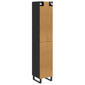 Highboard Μαύρη Οξυά 34,5 x 34 x 180 εκ. Επεξεργασμένο Ξύλο