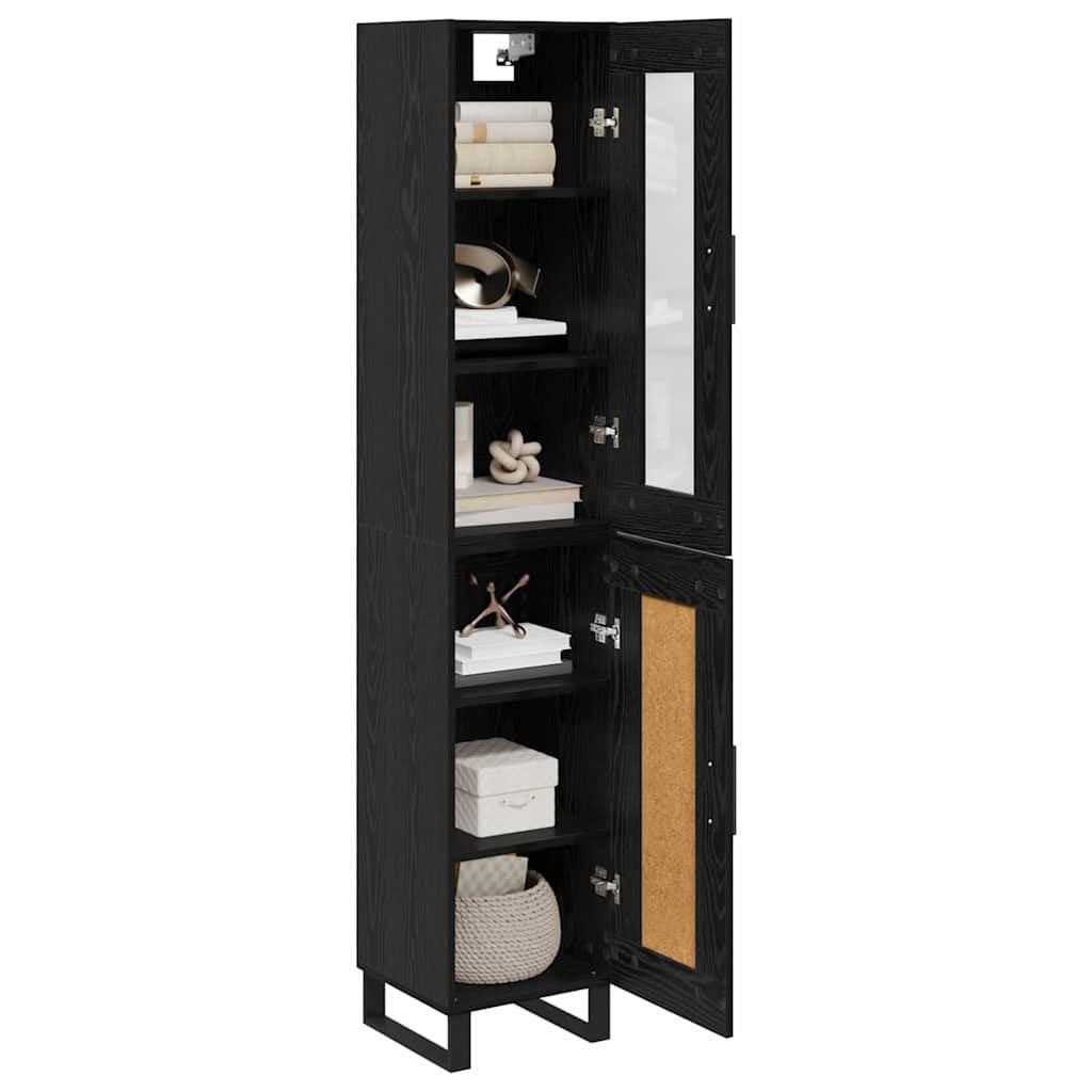 Highboard Μαύρη Οξυά 34,5 x 34 x 180 εκ. Επεξεργασμένο ξύλο