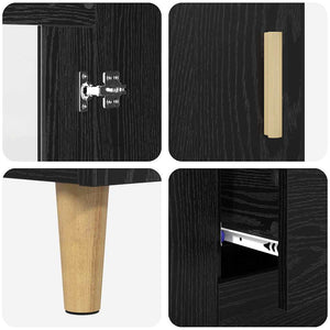 Highboard Μαύρη Οξυά 69,5 x 32,5 x 180 εκ Επεξεργασμένο Ξύλο