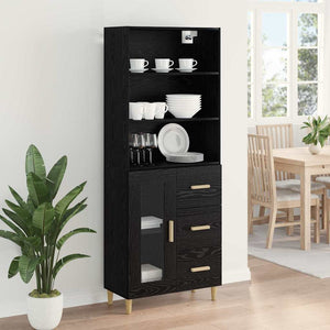 Highboard Μαύρη Οξυά 69,5 x 32,5 x 180 εκ Επεξεργασμένο Ξύλο