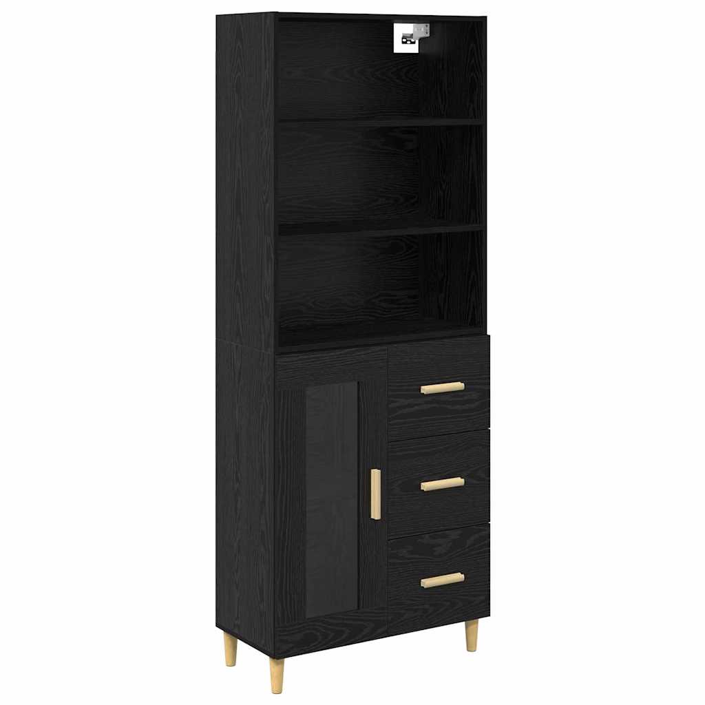 Highboard Μαύρη Οξυά 69,5 x 32,5 x 180 εκ Επεξεργασμένο ξύλο