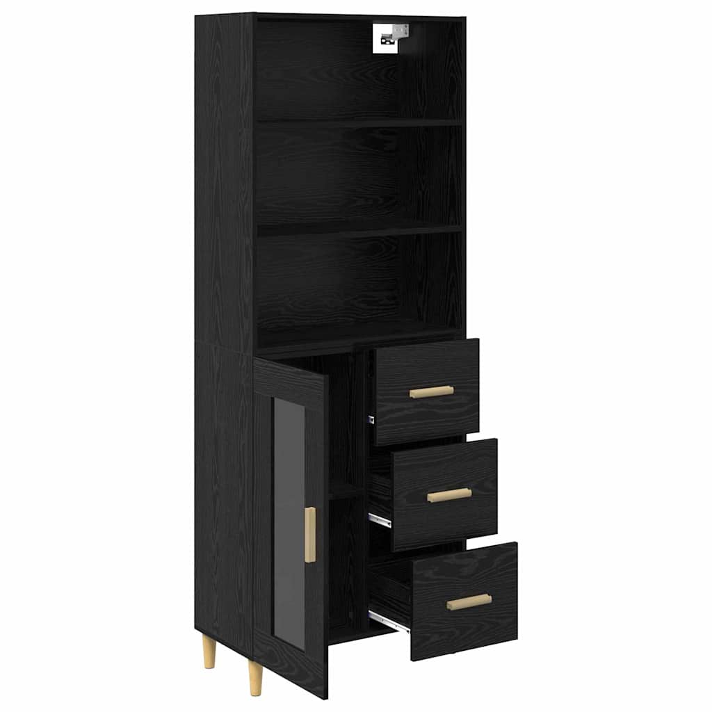 Highboard Μαύρη Οξυά 69,5 x 32,5 x 180 εκ Επεξεργασμένο ξύλο