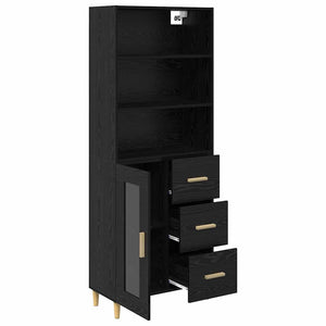 Highboard Μαύρη Οξυά 69,5 x 32,5 x 180 εκ Επεξεργασμένο Ξύλο