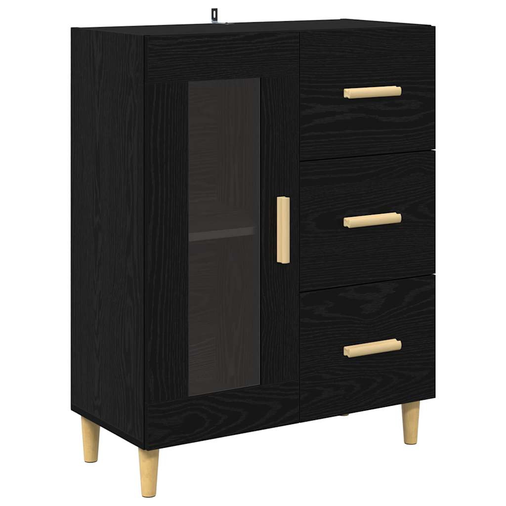 Highboard Μαύρη Οξυά 69,5 x 32,5 x 180 εκ Επεξεργασμένο ξύλο