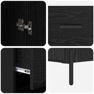 Highboard Μαύρη Οξυά 34,5 x 34 x 180 εκ. Επεξεργασμένο Ξύλο