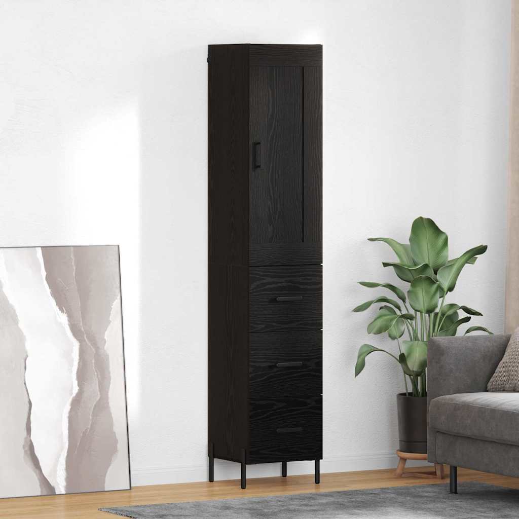 Highboard Μαύρη Οξυά 34,5 x 34 x 180 εκ. Επεξεργασμένο ξύλο