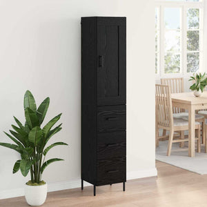 Highboard Μαύρη Οξυά 34,5 x 34 x 180 εκ. Επεξεργασμένο Ξύλο