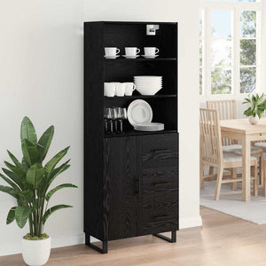 Highboard 2 τμχ. Μαύρη Οξυά 69,5 x 34 x 180 εκ.