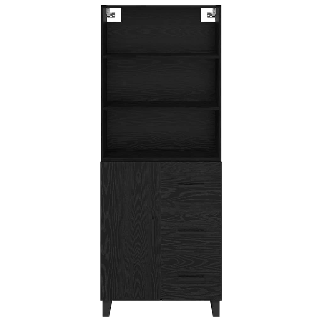 Highboard με συρτάρι 2 pcs Μαύρη Οξυά Επεξεργασμένο ξύλο