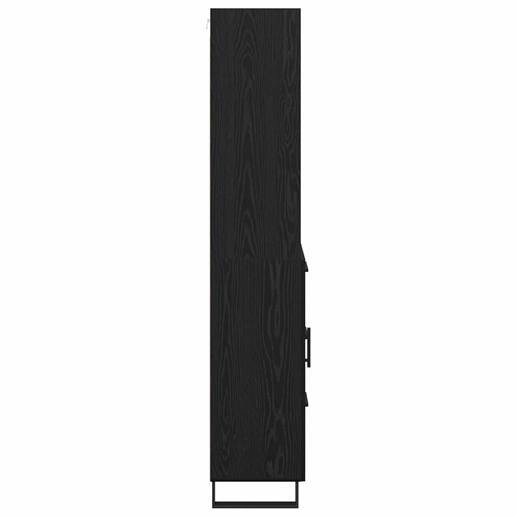 Highboard με συρτάρι 2 pcs Μαύρη Οξυά Επεξεργασμένο ξύλο