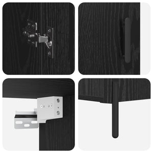 Highboard Μαύρη Οξυά 69,5 x 34 x 180 εκ. Επεξεργασμένο Ξύλο