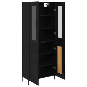 Highboard Μαύρη Οξυά 69,5 x 34 x 180 εκ. Επεξεργασμένο Ξύλο