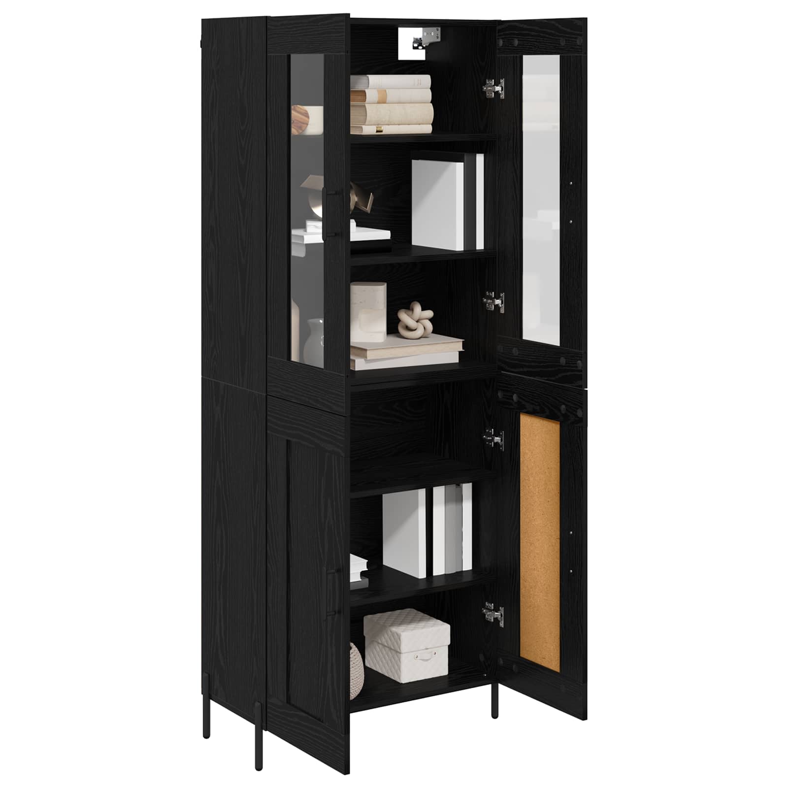 Highboard Μαύρη Οξυά 69,5 x 34 x 180 εκ. Επεξεργασμένο ξύλο