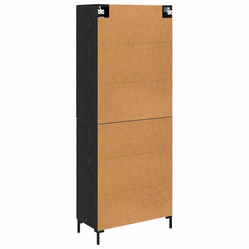 Highboard με συρτάρι 2 pcs Μαύρη Οξυά Επεξεργασμένο ξύλο