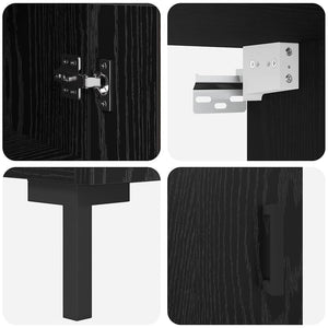 Highboard Μαύρη Οξυά 34,5 x 34 x 180 εκ. Επεξεργασμένο Ξύλο