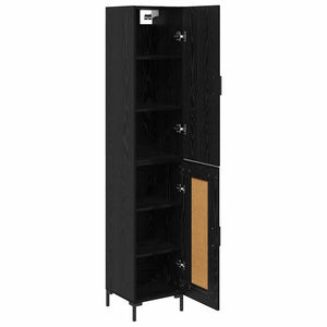 Highboard Μαύρη Οξυά 34,5 x 34 x 180 εκ. Επεξεργασμένο Ξύλο