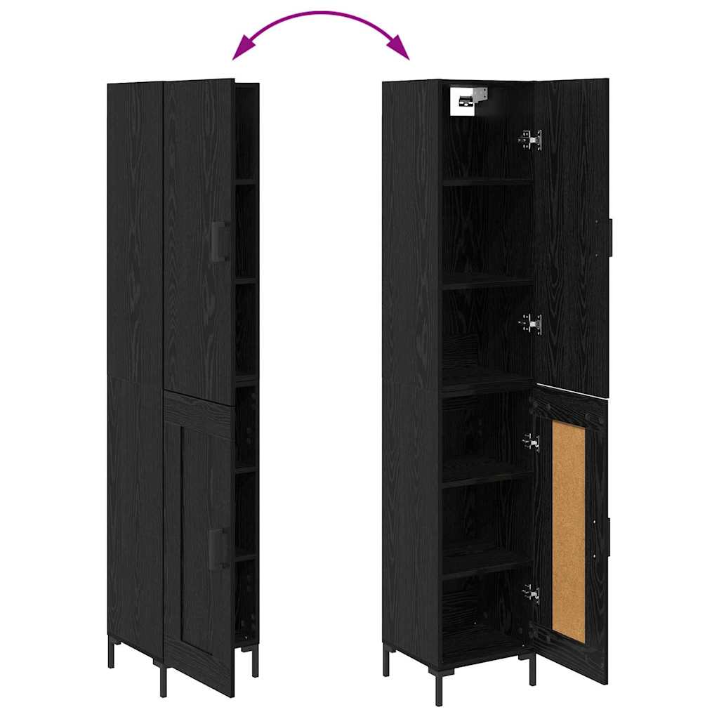 Highboard Μαύρη Οξυά 34,5 x 34 x 180 εκ. Επεξεργασμένο ξύλο