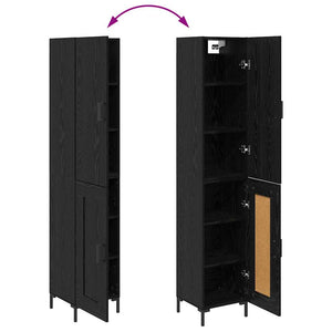Highboard Μαύρη Οξυά 34,5 x 34 x 180 εκ. Επεξεργασμένο Ξύλο