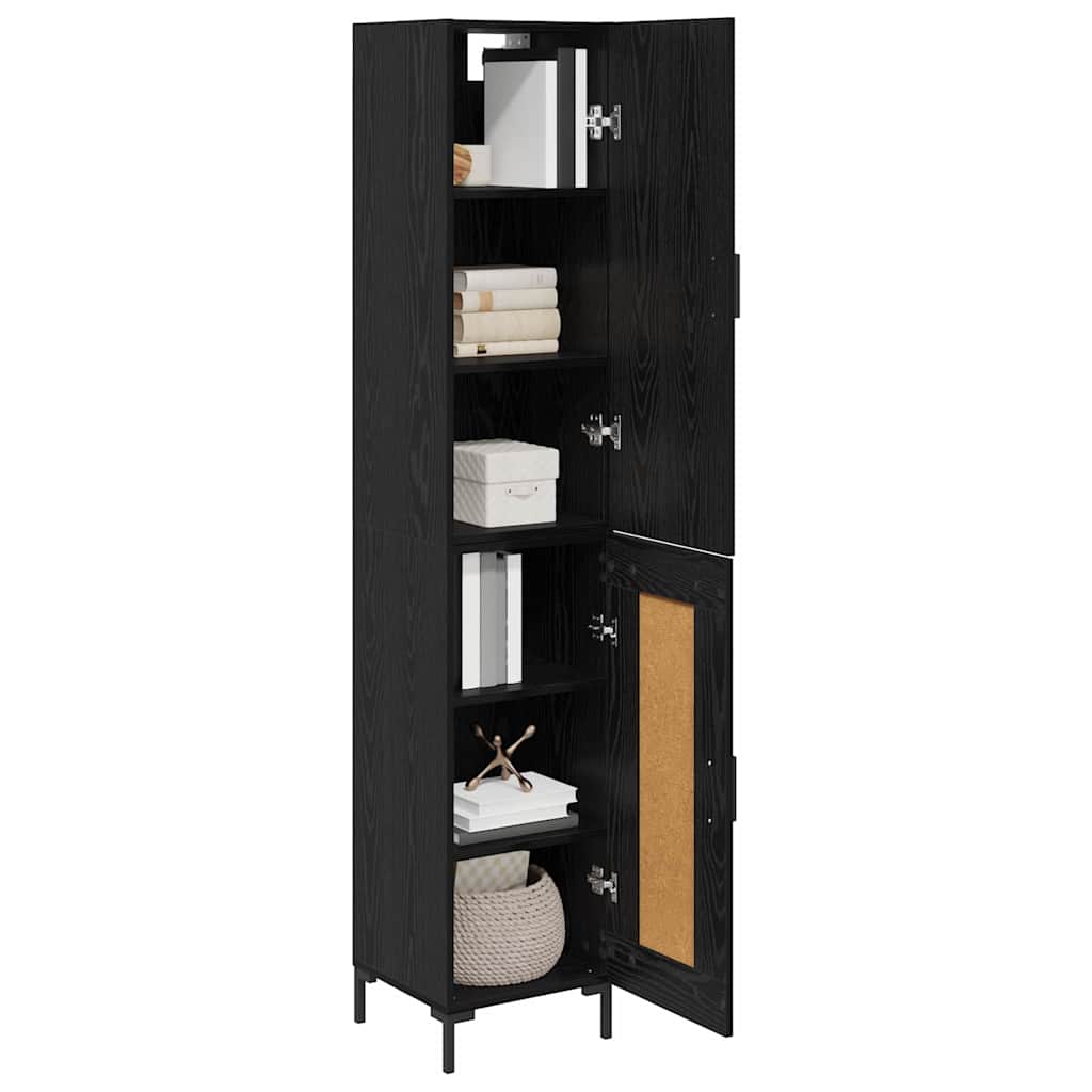 Highboard Μαύρη Οξυά 34,5 x 34 x 180 εκ. Επεξεργασμένο ξύλο