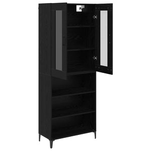Highboard Μαύρη Οξυά 69,5 x 34 x 180 εκ. Επεξεργασμένο ξύλο - Pakobazaar